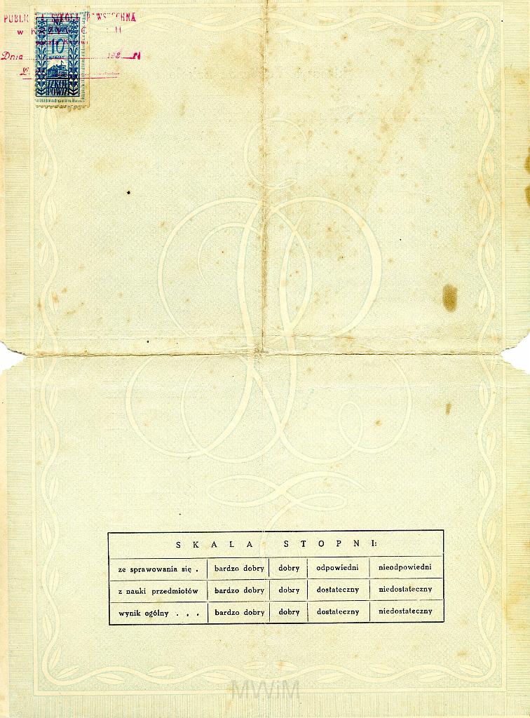 KKE 2143-a.jpg - Dok3. Świadectwo Szkolne. Ukończenia klasy drugiej szkoły pięcio klasowej dla Łucji Żakiewicz, Krzywicze, 21 VI 1937 r.